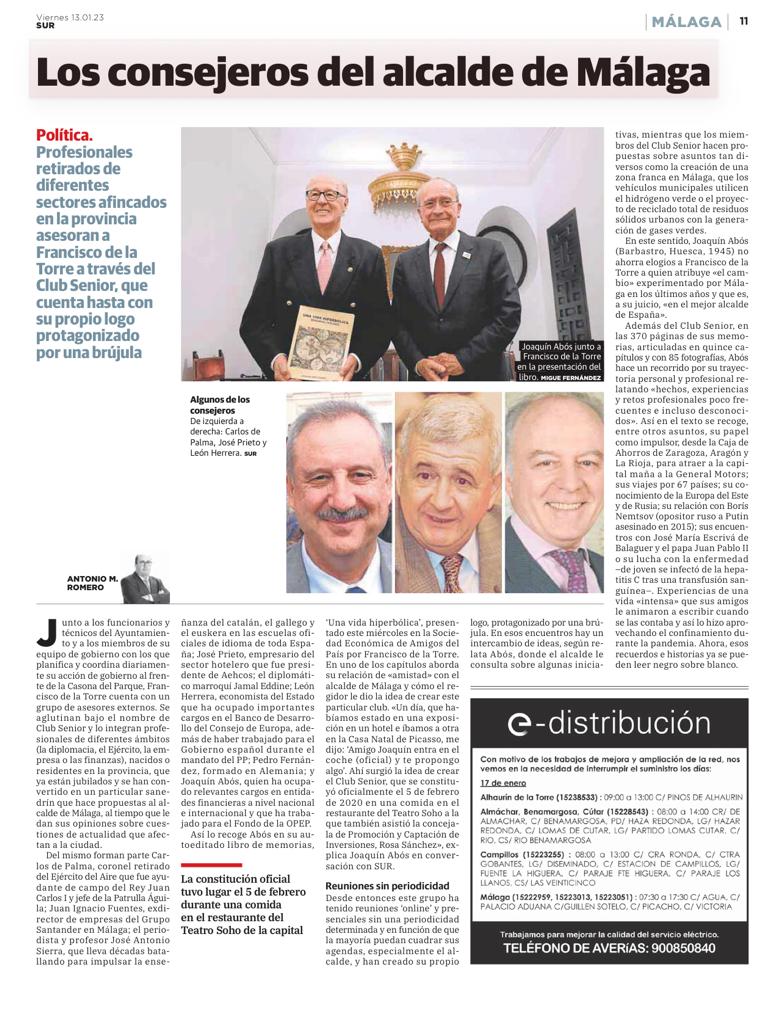 Los consejeros del alcalde de Málaga. Página del diario Sur.