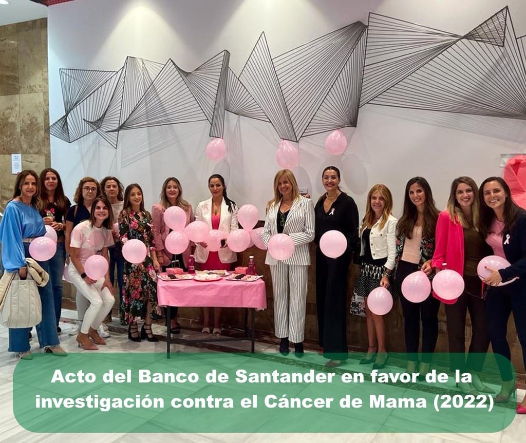 Rosario Alarcón y el equipo del IAM en el acto del Banco de Santander en favor de la investigación contra el Cáncer de Mama (2022)