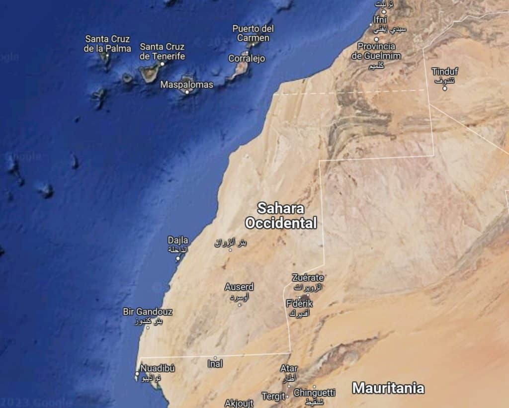 El espacio aéreo en el Sahara y el Caso Pegasus. Imagen de Google Maps