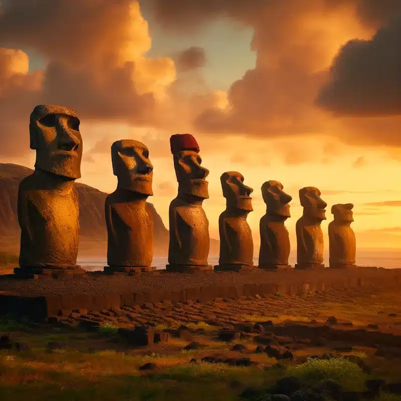 Historia de los Moai. Representación d las estatuas de la Isla de Pascua