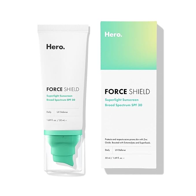 Force Shield Superlight Sunscreen SPF 30. Protector solar de Hero Cosmetics. Foto del producto
