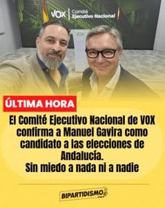 Manuel Gavira será el candidato de VOX a las Elecciones Autonómicas de Andalucía 2026. Cartel de anuncio.